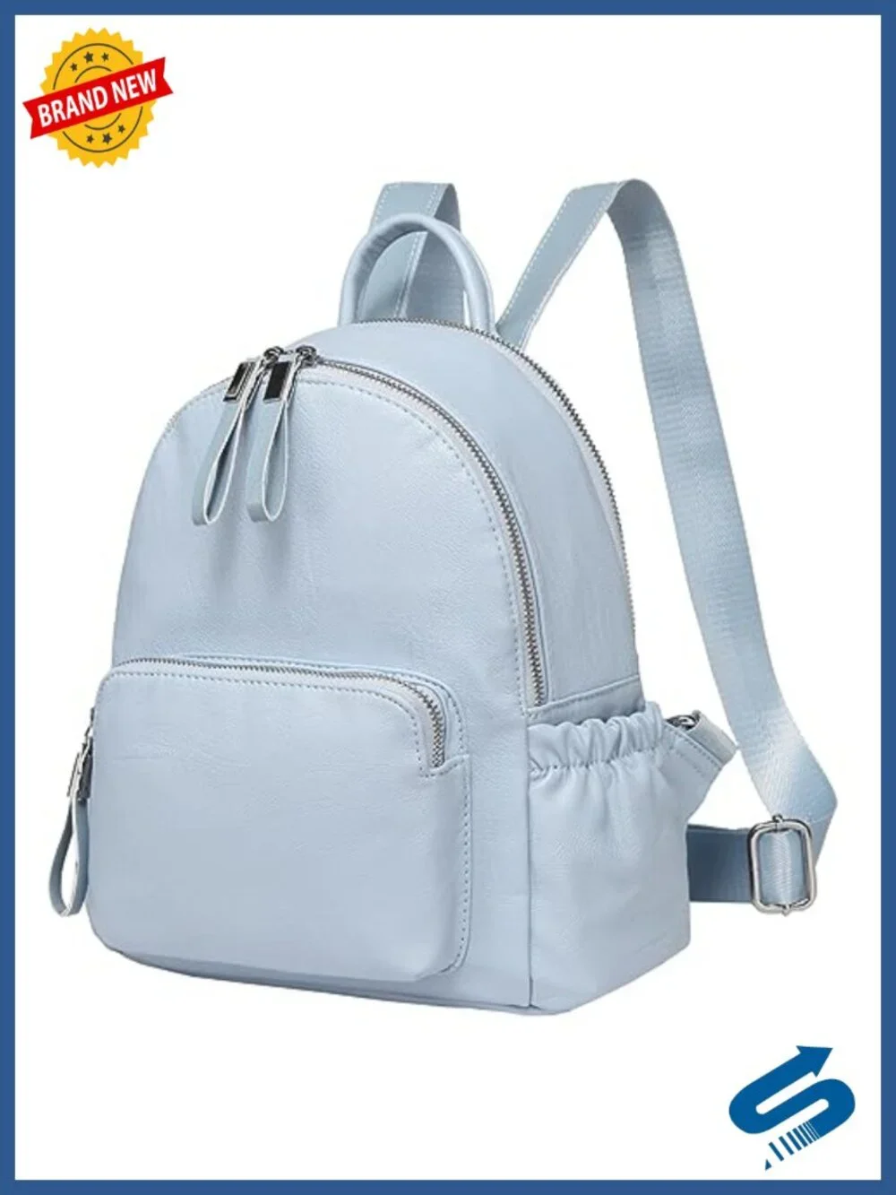 Mini PU Leather Backpack Purse, Vegan Leather, Water Resistant, Adjustable